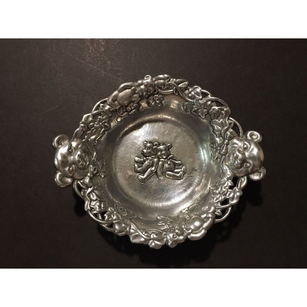 Arthur Court Designed Teddy Bears Aluminum Child's Bowl 1997